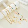 Retro Creative Colorful Zircon Tassel Chains Cross Pendant Multi-layer Necklace for Women Fashion Collar Chain Jewelry Accessory