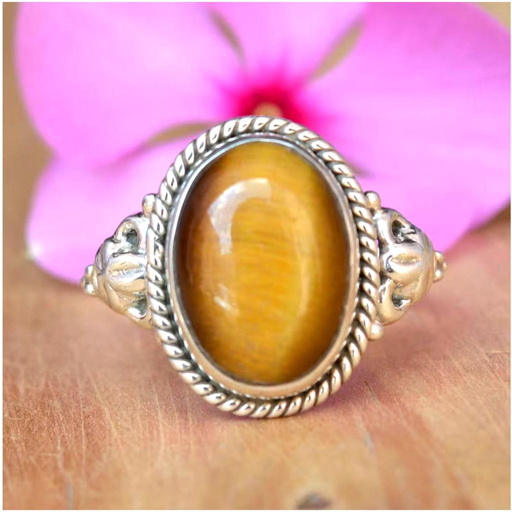 QAVISH Tiger Eye Sterling Silver Ring