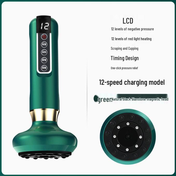 Smart Electric Guasha Cupping Device with Negative Pressure, Large Suction, and Bianstone Hot Compress