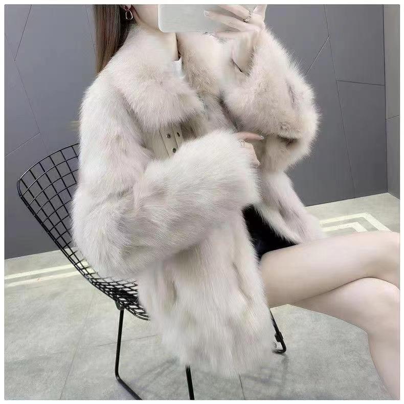 

Autumn and winter imitation fur coat women s cotton thickened leather jacket young fashion loose plush coat S темно-сірий