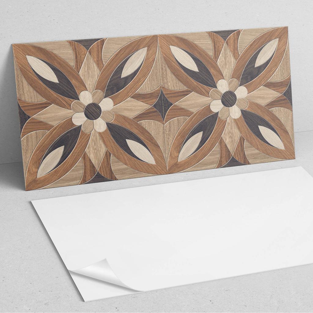 Self-Adhesive Vinyl Decorative Panel With Print 120x60 Cm Floral Wood Pattern