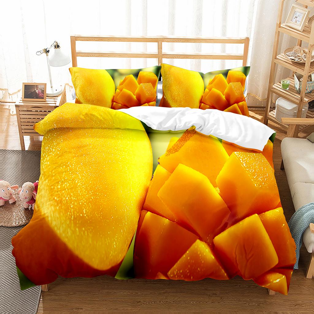 Comforter Mango Fresh Fruit Pattern Comforter For Kids Teens Adults Bedding Set King Queen Twin Size With