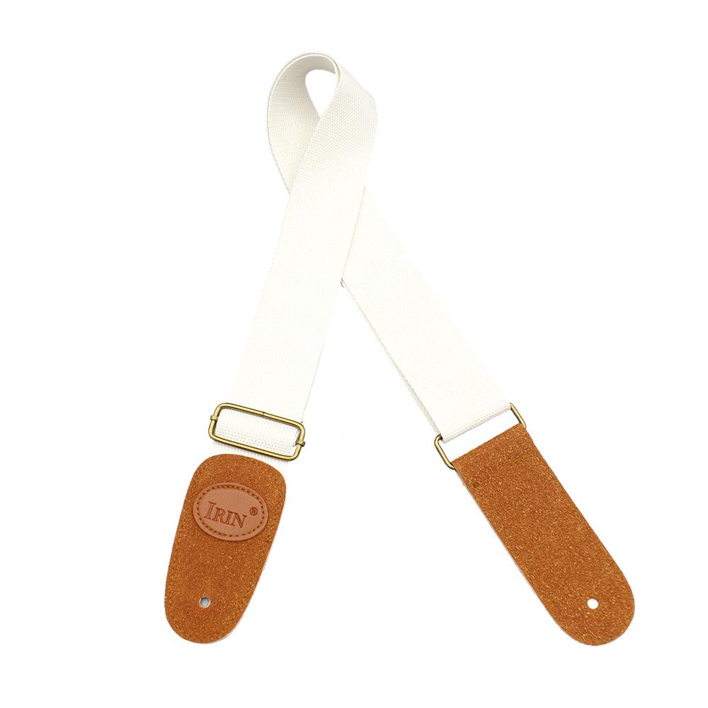 Adjustable Guitar Belt Woven Cotton Guitar Strap with Leather Ends for Electric Acoustic Folk Guitar