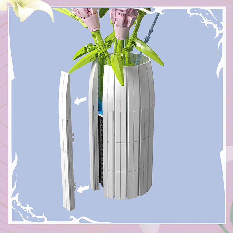 MOULD KING 10057 Květinová kytice Stavebnice Čínská pivoňka s vázou Model Montáž Dekorace Hračky Dětský vánoční dárek