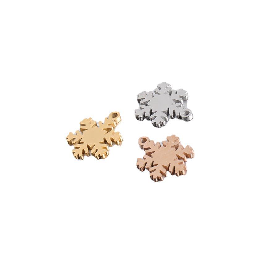 Mirror Polished Titanium Steel 15.5*12mm Snowflake Pendant Charm for DIY Christmas Necklace