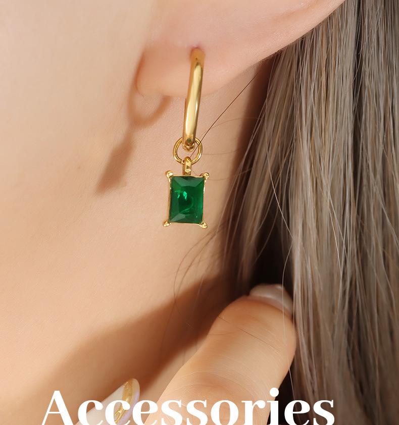 Trendy Zircon Pendant Earrings: 18K Gold-Plated Titanium Steel, Versatile Blogger Style
