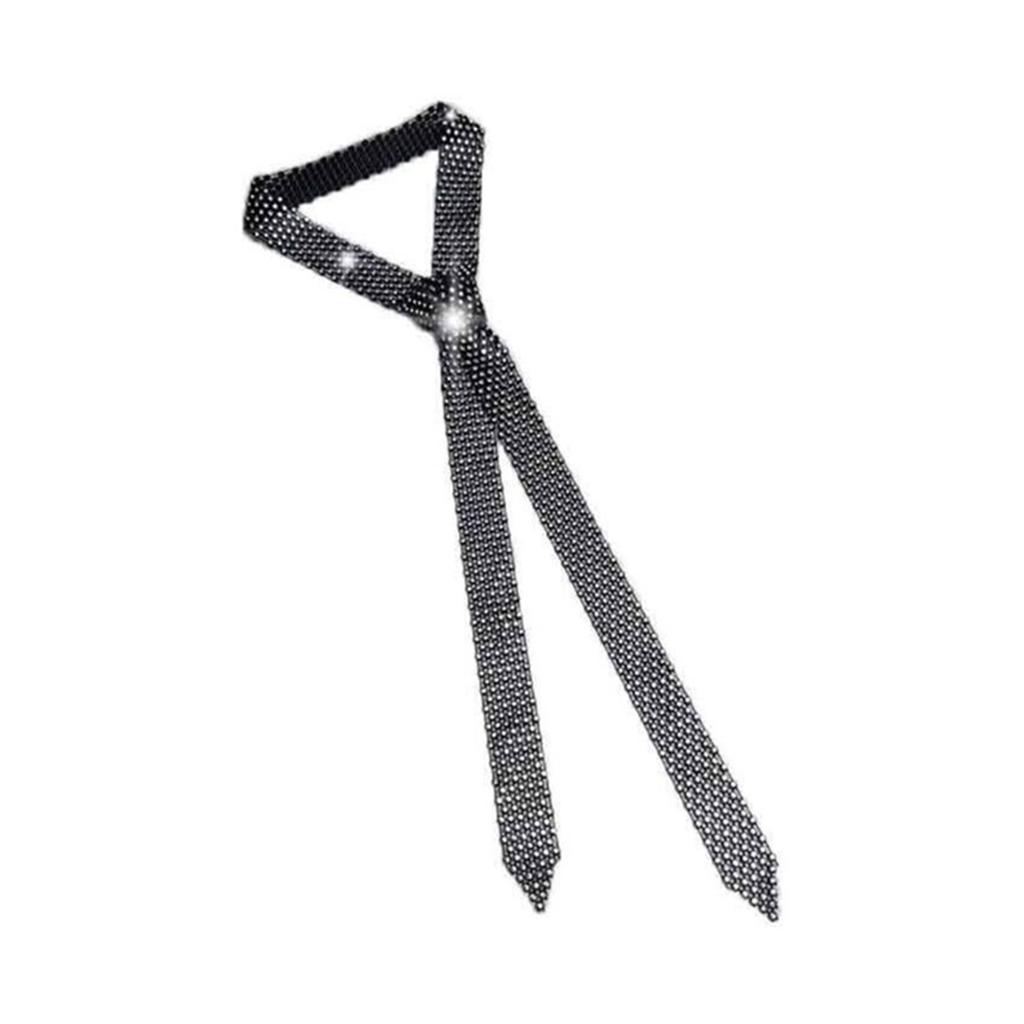 Neckerchiefs Ins Cold Wind Rhinestones Necklace Female Hip Hop Sweater Chain Tie Clavicle Chain Wedding Accessories