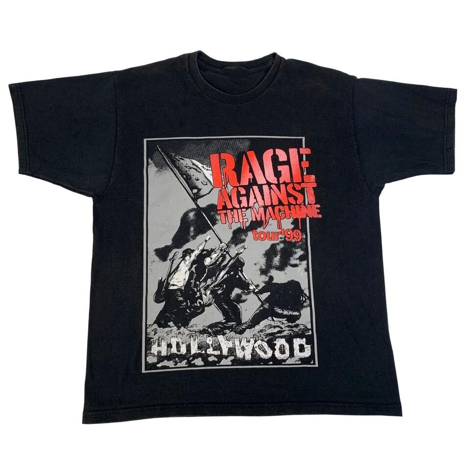 Винтаж Rage Against the Machines Голливуд Хлопок Черный Все Размеры Унисекс Рубашка BL296 XXXXL