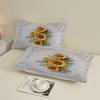 Sunflower Embroidered Fitted Sheet Set White Sunflower Floral Pattern Bedding With Pillowcases For Bedroom