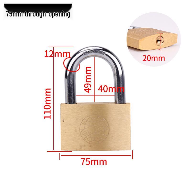 Small Brass Anti-Theft Padlock for Household Doors, Cabinets, and Dormitories with Thickened Lock Head and Key