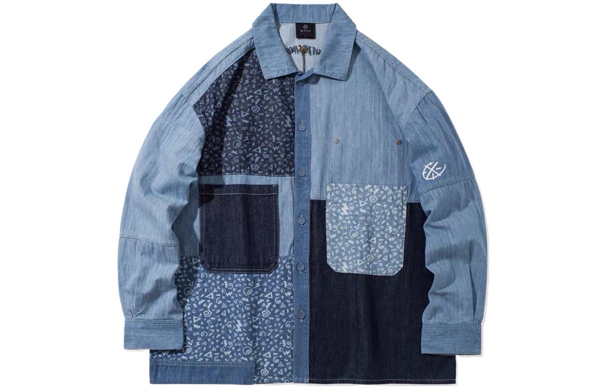 Li Ning Denim Jackets Men s Blue Lapel Moderate Straight Fit AJDR469-1 M