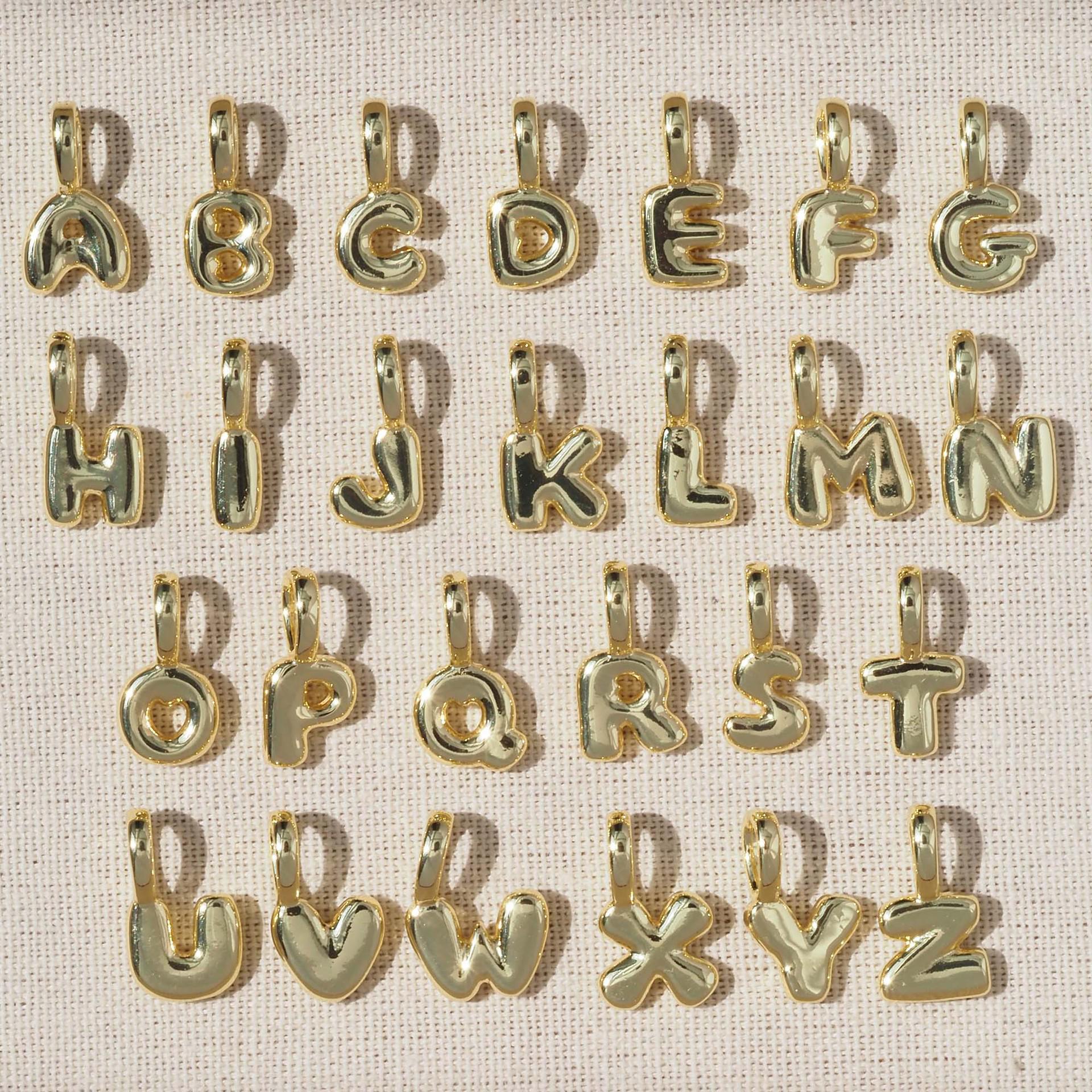 A-Z 26 English Letter Pendant Copper Gold-Plated Pandora Bracelet Necklace Accessories Letter X