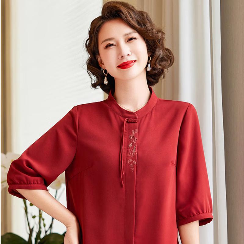 Stylish Short-Sleeve Top for Middle-Aged Women