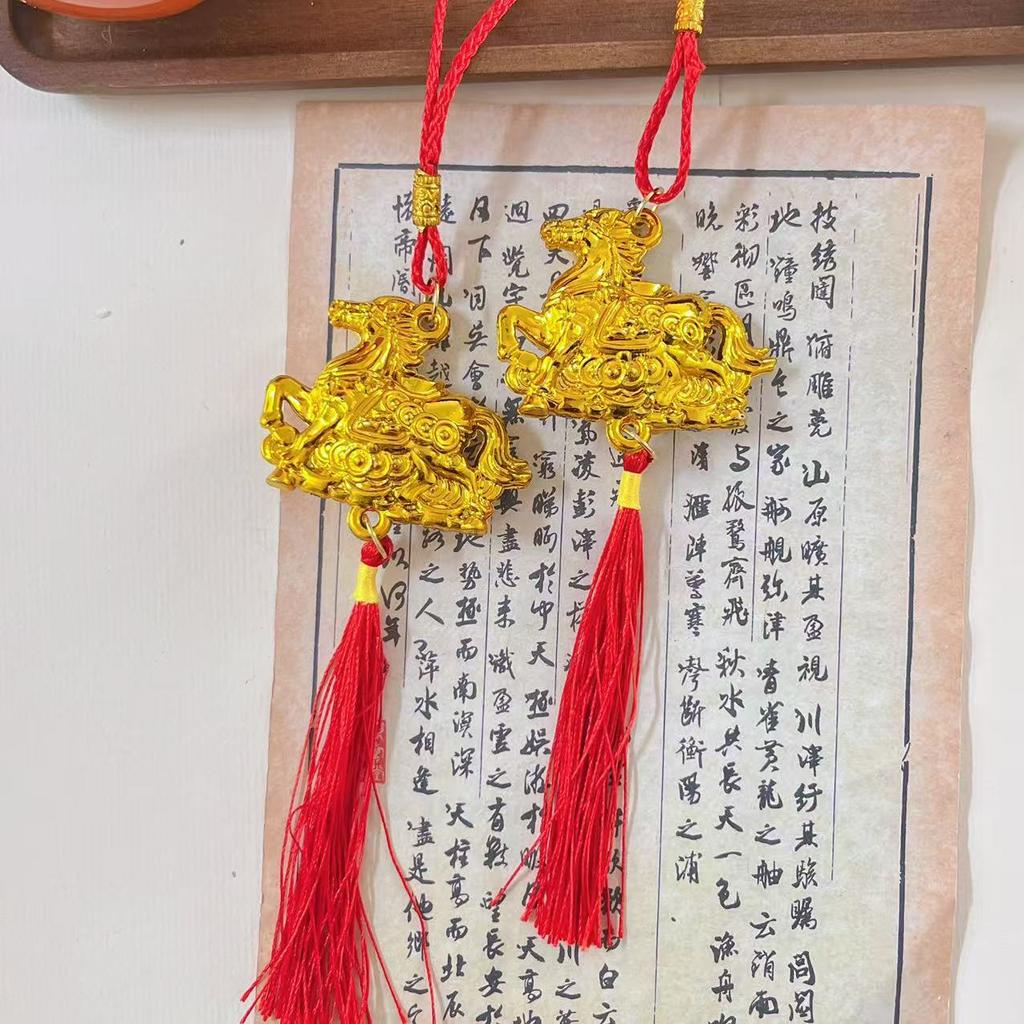 2/6 Pcs 2026 Year Of The Horse Wall Hanging Car Ornament Chinese New Year Red Gold Pendant Lucky Decor Housewarming Gifts