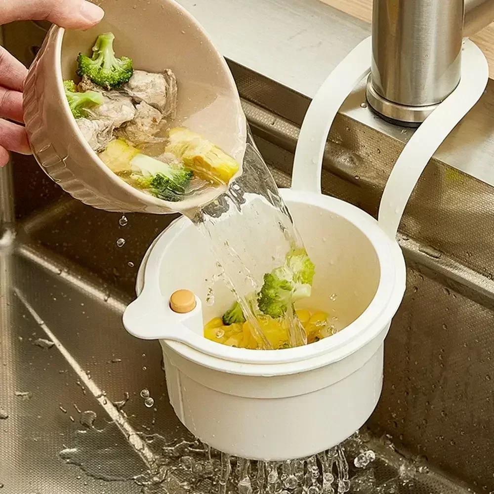 Push-type Kitchen Sink Filter Basket Anti-leakage Separate Drain Bowl Filter Basket Sink Storage Rack Hanging Bag Grid Racks
