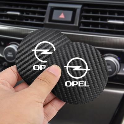 2Pcs Car Coasters Carbon Fiber Cup Holder Mat For Corsa D Astra Insignia Mokka Car Interior Accessories Decorative Coasters