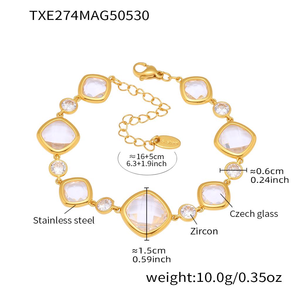 

Stainless Steel Bracelet For Women 18k Gold Plated With Multi Shiny Round Faceted Czech Crystal Glass Luxury Women s Bracelets