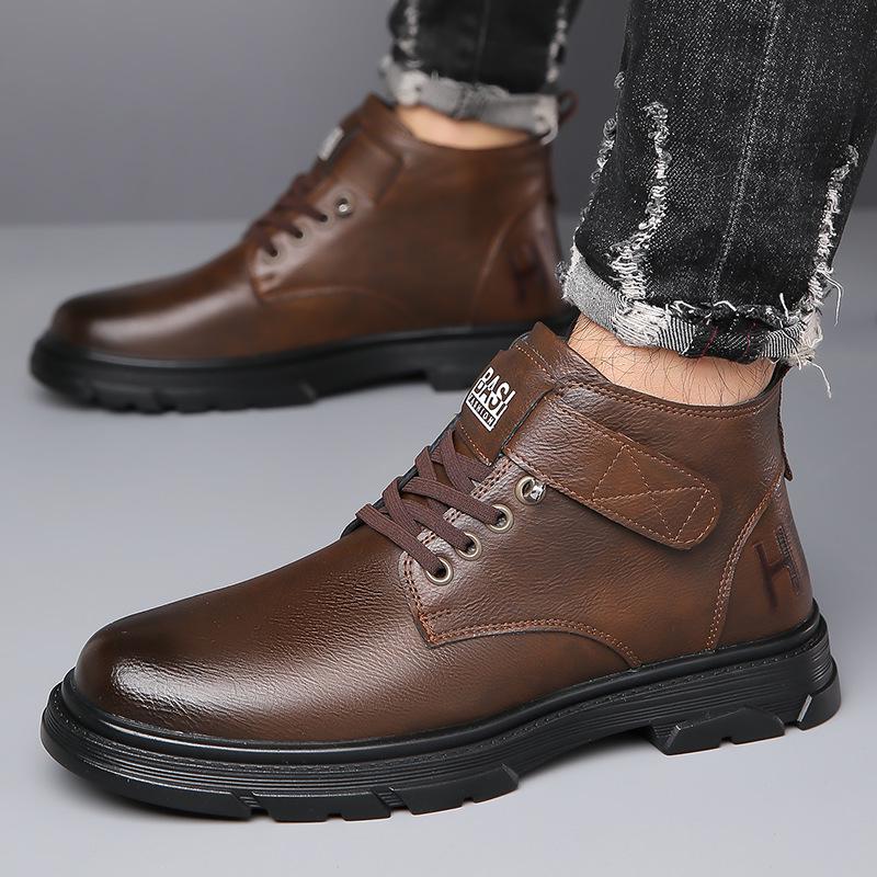 2024 Autumn/Winter Men's Plus-Velvet Warm Leather Martin Snow Boots