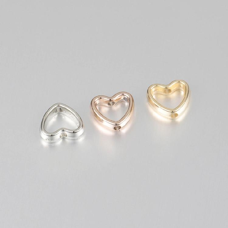 Pack of 50 Fashionable Heart Shaped Double Hole Beads CCB Material Hollow Hearts