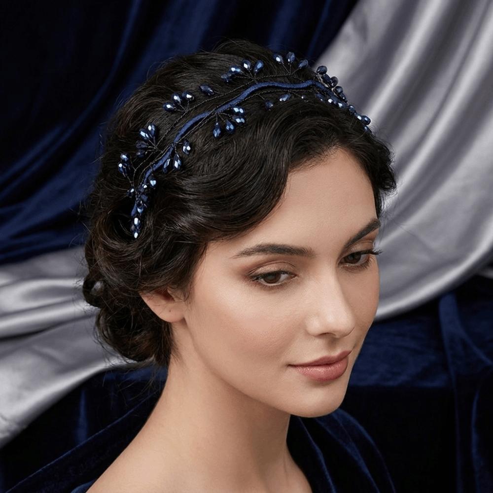 Woven Wire Hair Hoop Elegant Headpiece Super Temperament Crystal Leaf Branch Headband Formal Prom