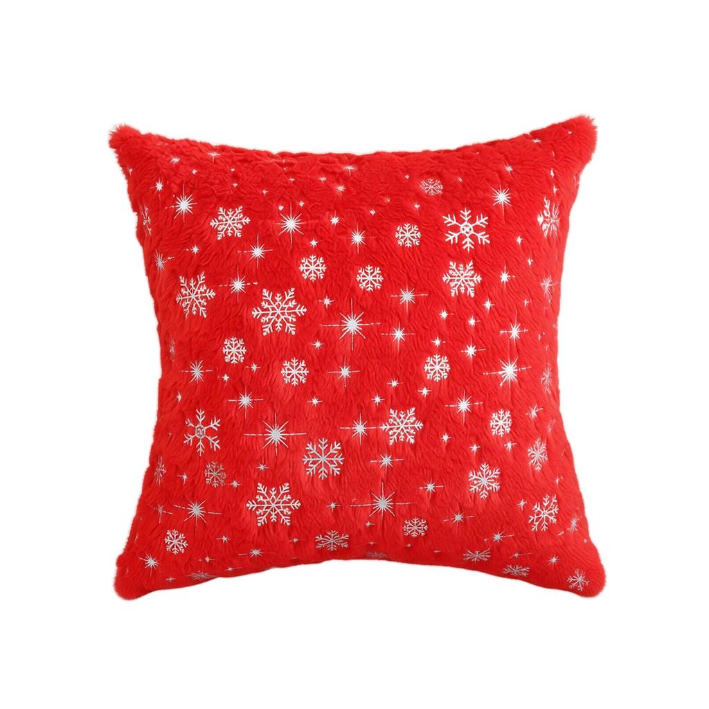 Christmas Throw Cover, Plush 45*45 cm, Gold Foil Snowflake Design, Holiday Decorative Square Cushion Cover for Sofa and Couch, Insert Not Included