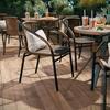 Set of 2 Modern Rattan Stack Chairs Indoor/Outdoor Patio Curved Back Cross Bracing Brown, Customized