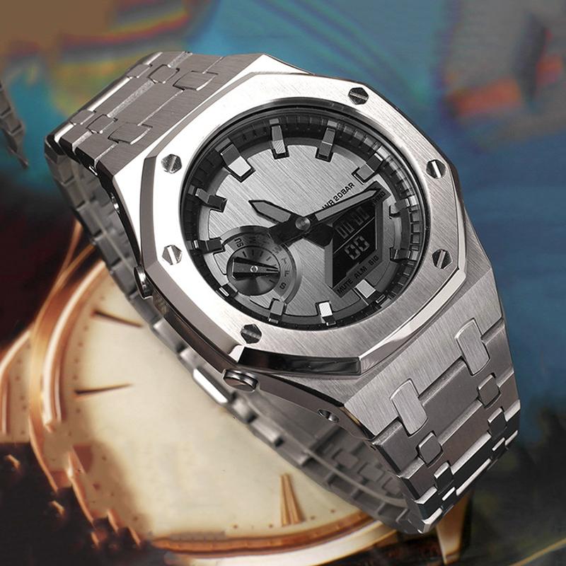 GM2100 Upgrade Stahlgehäuse & Armband Mod Kit Für Casio 5611 GM-2100 GBM-2100 Modifiziertes Fluorkautschukband Metalllünette Ersatzteile