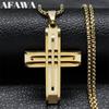 Jesus Christ Cross Chain Necklaces for Men Women Stainless Steel Gold Color Chain Necklace Jewelry Collar Acero Inoxidable N2356