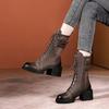 Fashion 2025 Mesh Women's Spring and Summer New Cool Boots Chunky Heel Brown Mesh Boots Hollowed Out Retro