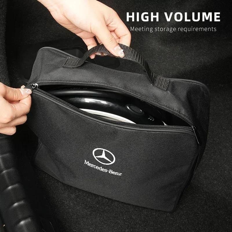 EV Car Charging Cable Storage Box Charger Cables Carry Bag Trunk Organizer For Mercedes Benz AMG A C E Class C180 C200 C260 C300 LC5