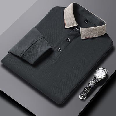 Φθινοπωρινά και Χειμερινά Ευέλικτα Μπλουζάκια για Από μέσα Business Casual Ανδρικό Μακρυμάνικο POLO Μπλουζάκι με Πε solάριο