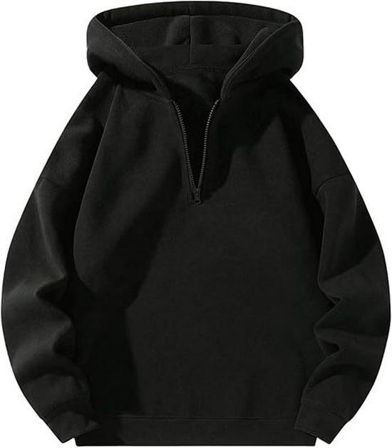 

2025 American Casual Zipper Hoodie - Loose Fit Autumn/Winter Streetwear Sweatshirt M чорний