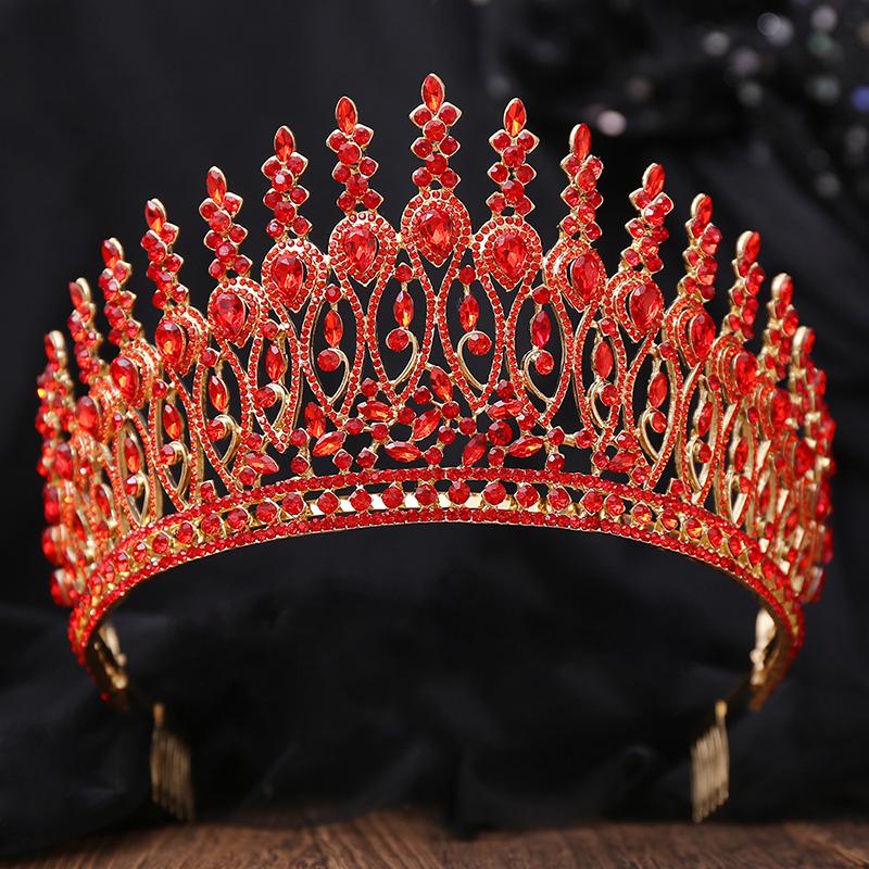Royal Queen Rhinestone Crown Big Diadem CombsTiara Crowns for Women Bridal Wedding Party Crown Hair Dress Jewelry Accessories