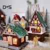 Weihnachtshütten-Ornament, leuchtender Holzhaus-Anhänger, LED-Blockhütte, Weihnachtsdekoration für Weihnachtsfeier, Zuhause, Desktop-Baumdekor