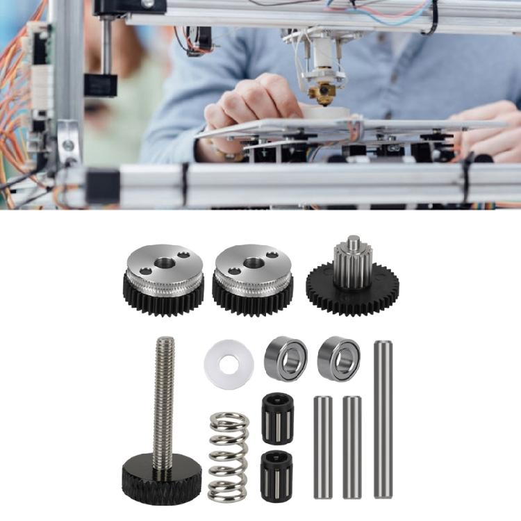 Precise Double Drive Gear Set Hardened Steel for 3D Printer Extruders Enhances Push Force and Reduced Skid