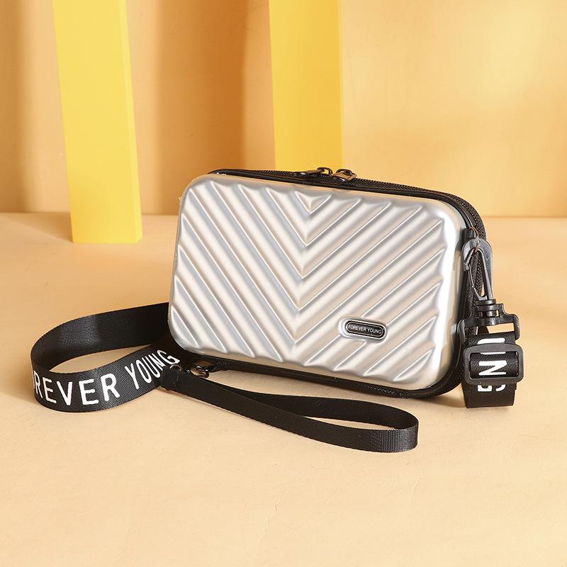 Mini-Kunststoff-Kosmetiktasche, Damen-Kofferform, Umhängetasche, PVC, kleine Umhängetasche, modische Reisetasche