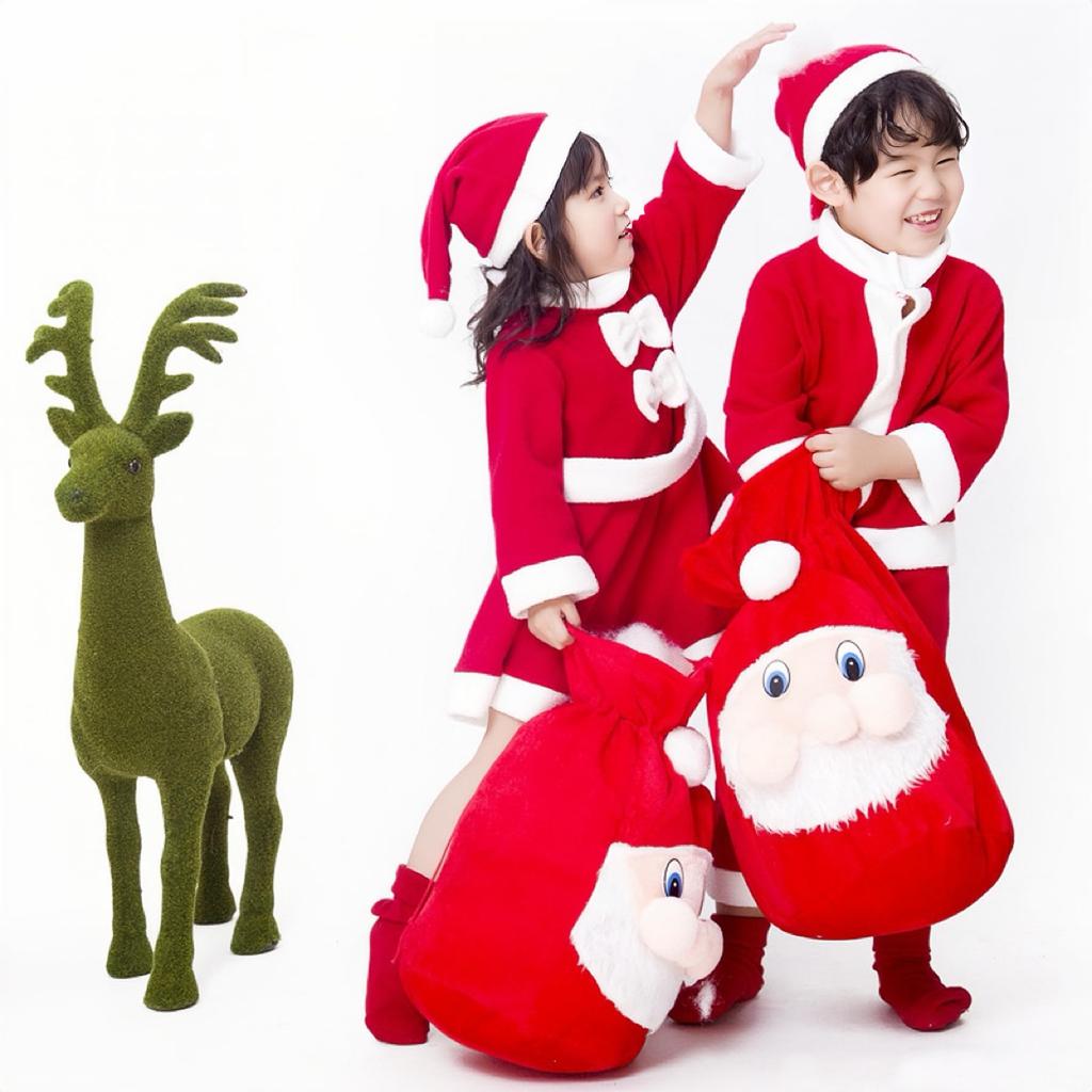 Weihnachtsmann Cosplay Kinder Weihnachten Weihnachtsmann Kinder Niedliches und Warmes Weihnachtsmann-Outfit für Jungen und Beinhaltet Flauschiges Perfekt für Weihnachtskostüm Schule Kulturell