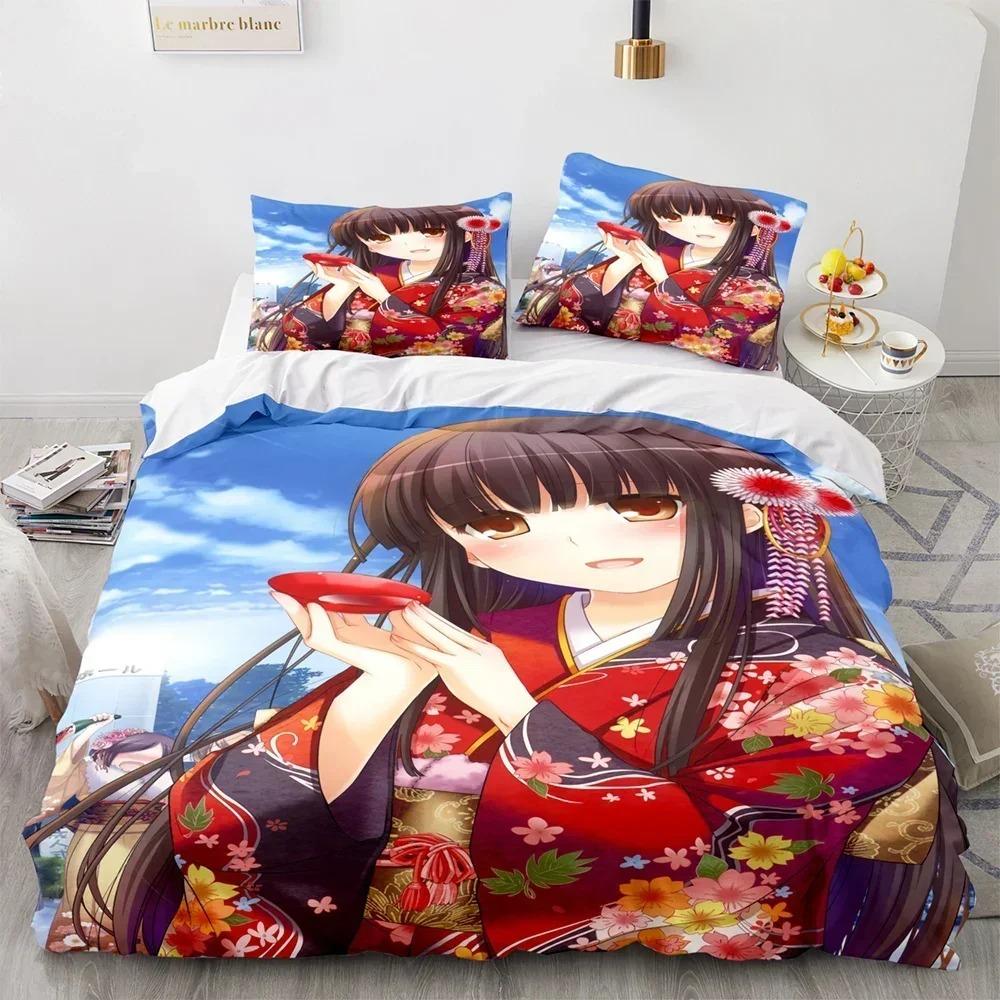 Comforter Kawaii Girl Anime Sexy Girl Bedding Set 3D Printed Suitable For Bedroom Kids Home Textile