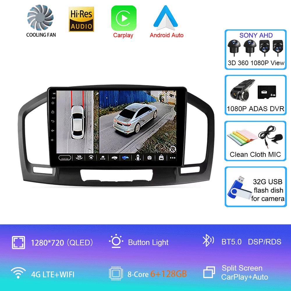 Car Radio Android 14 Carplay WIFI+4G For Buick Regal Opel Insignia 2009 2010 2011 2012 2013 Multimidia Player GPS Navi Stereo BT