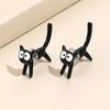 Cartoon-Katzen-Dekor-Ohrringe, 3D-zweiseitige schwarze Katzen-Ohrstecker, niedliche Anime-Tierohrringe, personalisierte durchstochene Ohrstecker Schmuck Geschenk Ohrri
