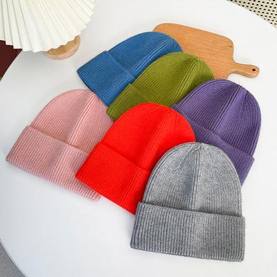 Solid Color Light Plate Knitted Hat for Men Thickened Warm Ear Protection Cold Hat Autumn and Winter Outdoor Simple Pullover Woolen Hat for Women