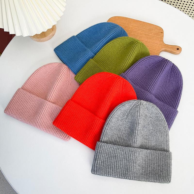 Light Plate Knitted Hat for Women Thickened Warm Ear Protection Cold Hat for Students Simple and Versatile Pullover Woolen Hat for Men