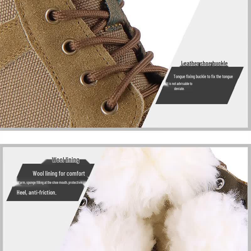 Cowhide Wool-Lined Winter Anti-Slip Snow Boots