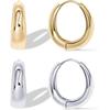 Lightweight Gold Hoop Earrings for Women Retro style Small Chunky Hoops Earrings14K Gold Plated White Gold Plated