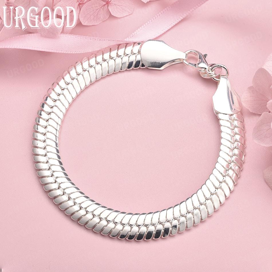 

925 стерлингового серебра 10 мм змея цепи модные свадебные украшения 20CM