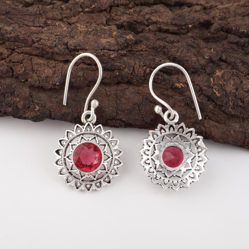Pink Tourmaline Gemstone Jewelry, 925 Sterling Silver Earring, Handmade Gorgeous Jewelry, Designer Earring Gift For Women