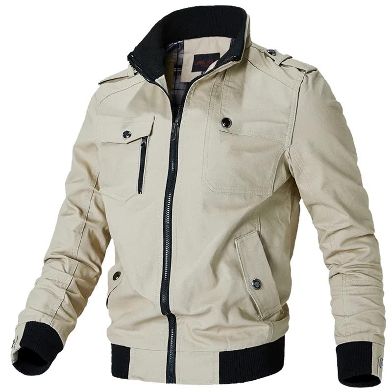 Mens Cargo Jackets Fashion Bomber Jacket Mens Wear Simple British Style Warm Windproof Jacket and Coat Baseball Jacket Male