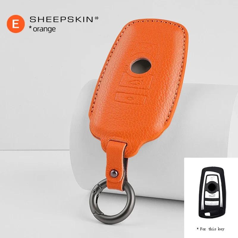 Interior Mouldings Sheepskin Car Key Case Bag For BMW 1 5 6 7 Series G20 G30 G11 G01 G02 F15 F16 F48 X1 X4 X5 X6 X7 Keychain Acc