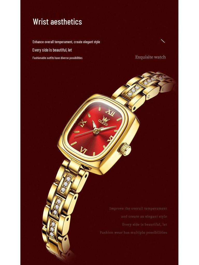 OLEVS Women's Exquisite Minimalist Square Dial Retro Quartz Bracelet Watch