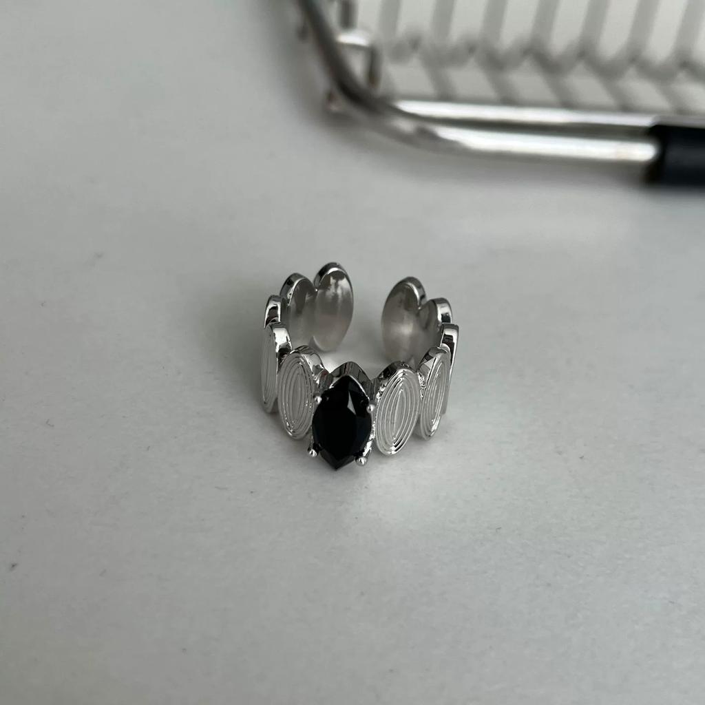 Exaggerated Black Zircon Tassel Cuff Finger Rings For Women Punk Fashion New Jewelry Gift Party Music Festival